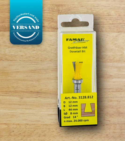 FAMAG Zinkenfräser HM | 8 mm Schaft mit Kugellager