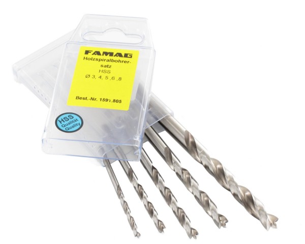 FAMAG Holzspiralbohrer Set Classic, 5-teilig (alte Verpackung)
